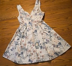 Alythea Sleeveless Cotton Cream Floral SZ Jr. M Sun Dress Fit N Flair