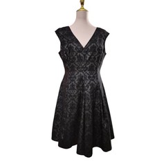 Worthington Silver Jaquard Midi Fit Flare Dress Sz 10