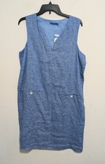 J.McLaughlin Womens Blue Linen Dress LARGE Quiet Luxury Beachy Designer Preppy