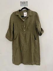 Elena Baldi Womens Relaxed Lagen Quiet Luxury Olive Green 100% Linen NTW Size S