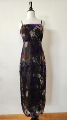 New Midi Dress Size Medium Black Burnout Velvet Floral Sexy Retro
