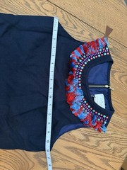 Kate Spade Size 2 Embroidered Tassel Studded Navy Knee Length Sleeveless Shift