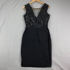 GODDIVA LondoN Sequin Bodycon Midi Dress UK 12 Wedding Guest Prom Stretch