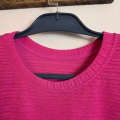 Evaless Magenta Large Textured Tunic Dress Short Sleeve Casual Shift Mini
