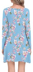 HiMONE Floral Print Stretchable Light Blue Dress, 2 Side Pockets Size SMALL