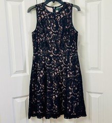Lauren Ralph Lauren Nude Lace A-Line Dress, Size-10