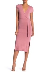 Nordstrom VELVET TORCH Sz M Pink Dress Side Slits Tie Waist Stretch