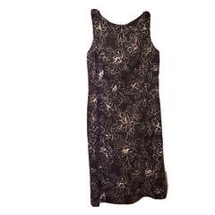 Ann Taylor Silk Dress Women&rsquo;s Size 4 Floral Black White Sleeveless Lined VGUC