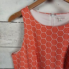 Gap 8 Dress Womens Shift Orange Geo Scoop Neck Stretch Pockets office Easter
