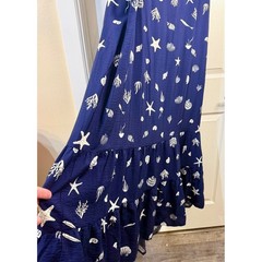 Target Navy Blue Seashell Starfish Print Maxi Dress Nautical Cutout Back