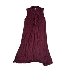 NWT A.N.A. maroon lace high button neck lined sleeveless dress Large mid length