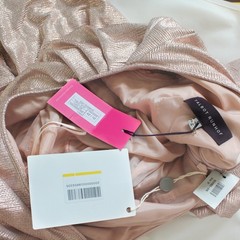 NWT TALBOT RUNHOF Cape-effect Gathered Metallic Stretch-jersey Gown, EU 42/US 12