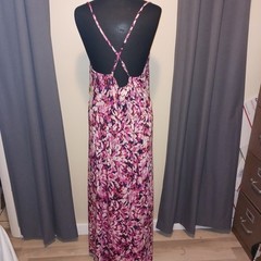 Nine Eight New York Maxi Dress Pink Abstract Print Spaghetti Straps Cami XXL