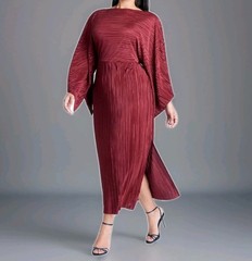 Eloquii Drapey Formal Cape Effect Maxi Dress Plus 20W Red Burgundy Bordeaux Nwt