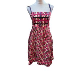 Free People Womens Pink Geometric Polka Dot Smocked Cotton Sundress Size 6