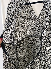 Vintage 80s 90s St Michael M&S black/white Print peplum knee Dress. UK14-16