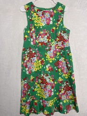 Talbots Sheath A Line Floral Dress 12 Petite Knee Length Green Yellow Pink Lined