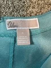 Chelsea28 Dress Womens S Teal Blue Ruffle Sleeve Sheath V-Neck Mini