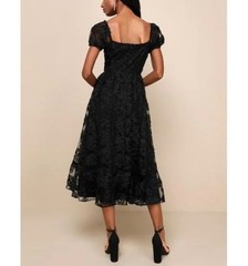 Lulus Notable Elegance 3D Floral Mesh Overlay Midi Dress Womens L Best Fits S M