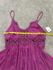Free People Ilektra Lace Accent Cotton Slip Dress – Dahlia Mauve