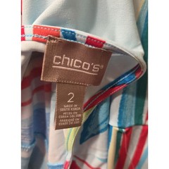 NWT Chicos Blue Abstract Colorful Floral Casual Shift Dress Summer Vacay Size 12