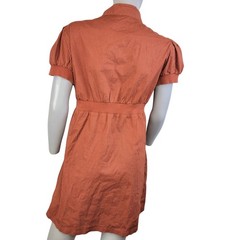 Vintage Y2K Mini Babydoll Dress Women Large Burnt Orange Stripe Short Sleeve 12