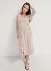 Hatch Maternity Softest Ribbed Nursing Dress Biscotti Striped 1 Small