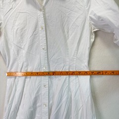 STAUD Joan White Corset Seam Cuffed Short Sleeve Button Maxi Shirt Dress Size 8