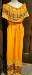 Vintage Orange Embroidered Off the shoulder Dress Mexican Guatemala Boho Sz S2