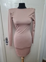 Pink Vanilla Womens Pink Scoop Neck Long Sleeve Shoulder Pad Dress Size 10 New