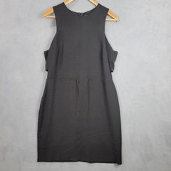 H&M Sheath Dress Womens 14 Black Cutout Side Pocket Back Zip Everyday Wear