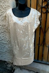 DO & BE MINI DRESS TAUPE SZ M SEQUINED FRONT CAP SLEEVE NWT