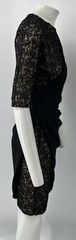 Max Mara ALTERED Black Embriodered Mesh+Asymmetric Draped Sheath Dress sz 8/S