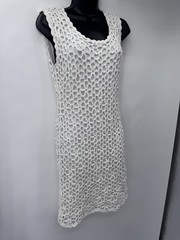 Catherine Malandrino White Dress Bodycon Crochet Sleeveless mermaid beach M