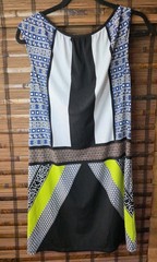 Maggie London Printed Modern Color Block Summer Dress Womens Size 4