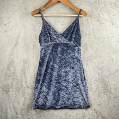 Hourglass Y2K Crushed Velvet Babydoll Dress Womens S Blue Whimsigoth Grunge