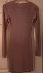 NEW LOOK Short Rose Gold Dress UK 8 XS Metallic Shimmer Nude Pink Fitted Bodycon