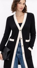 Ann Taylor Long Cardigan Sweater Dress Black White P Small New with Tags