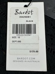 Bardot Lace Panel Midi Dress In Black Womens US Size 6 AUS/UK Size 10 NWT