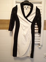 Joseph Ribkoff Cocktail Dress Black and White Made in Canada Size M US 8 / UK 1