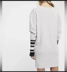 Free People Gray Thermal Striped Rib Knit Cuff Long Sleeve Small – bit over