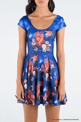 Black Milk Labyrinth &lsquo;Should You Need Us; Cap Sleeve Skater Dress -Size Small