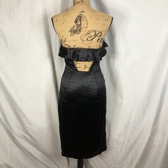 EXPRESS Size 2 Hammered Satin Strapless Sheath Cut Out Back Little Black Dress