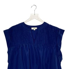 Entro S Womens Navy Pintuck Mini Dress Cap Sleeves A Line Crisp Preppy
