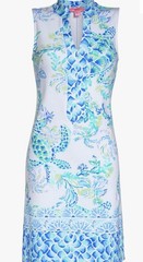 LILLY PULITZER LARSEN ISLAND RIDE SUMMER SHIFT DRESS Sz SMALL Sea Turtles!