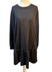 Serra Cotton Poly Blend Black Dropped Waist dress with pockets Size L