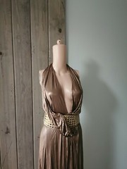 GUCCI INFAMOUS runway Liquid Gold DRESS WITH BELT SIZE IT40 Vintage Collectables