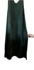 Cut Loose Sz Medium 100% Linen Forest Green Lagenlook Jumper Dress W/ Jacket