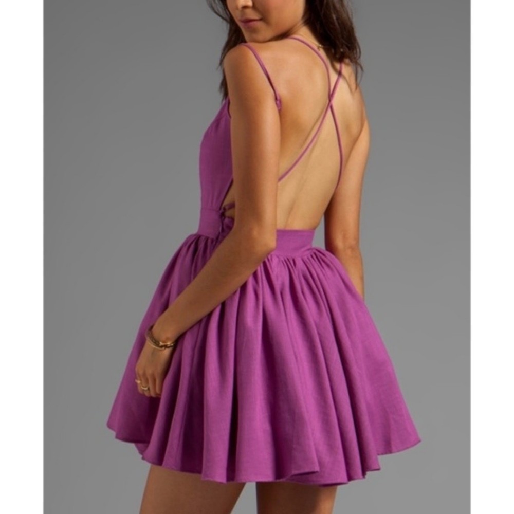 Keepsake The Label Open Back Mini Dress Womens Small Fushia Party Criss Cross