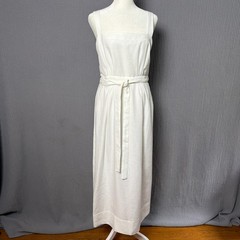 G. Label Goop Linen Maxi Camilla Wrap Dress Summer 6 White NWOT Boho Minimal